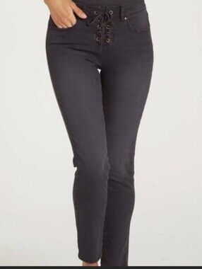 Billabong Lace-up Front Black Skinny Jeans, Size 30